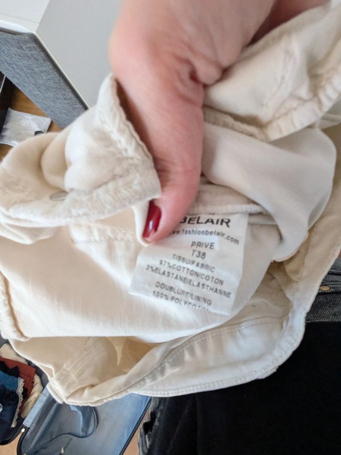 Jean flare blanc en coton bel air - photo numéro 5