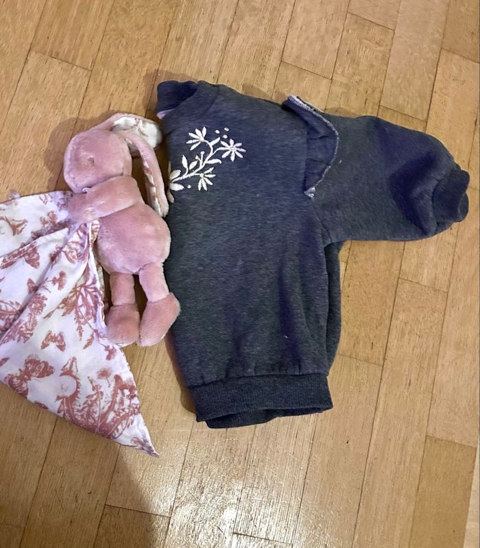 🌸 Adorable Sweat H&M 6 Mois - Gris Anthracite Brodé & Volants 🌸 - photo numéro 5