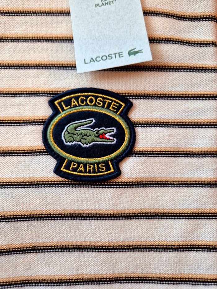 Pull "Lacoste" Blanc à rayures Taille L  Taille L neuf sous blister 100 % coton organique. - photo numéro 7