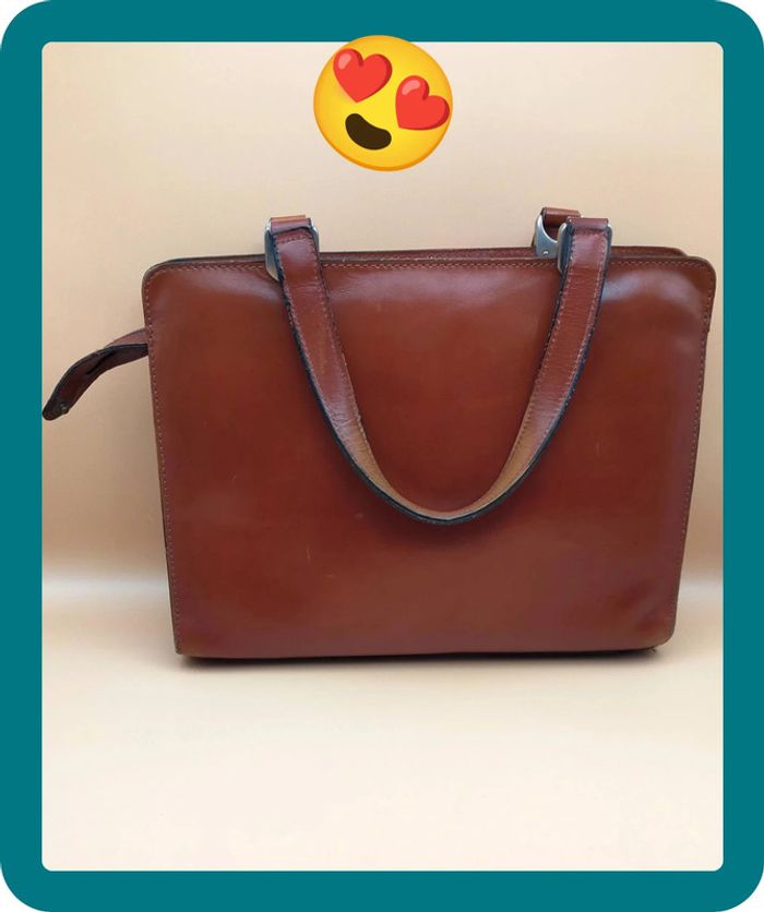 Sac à main vintage Nouveau Maroquinier, en cuir rigide, marron - photo numéro 5