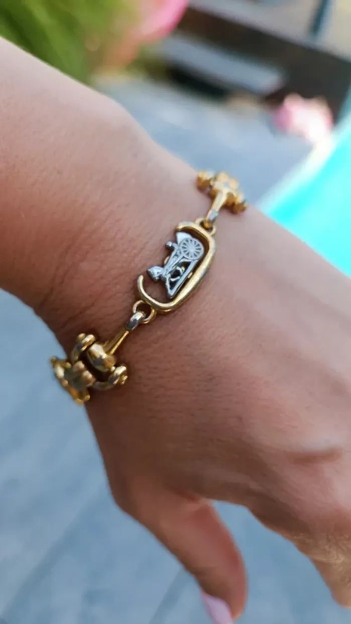 Bracelet Vintage Céline en acier doré - photo numéro 13