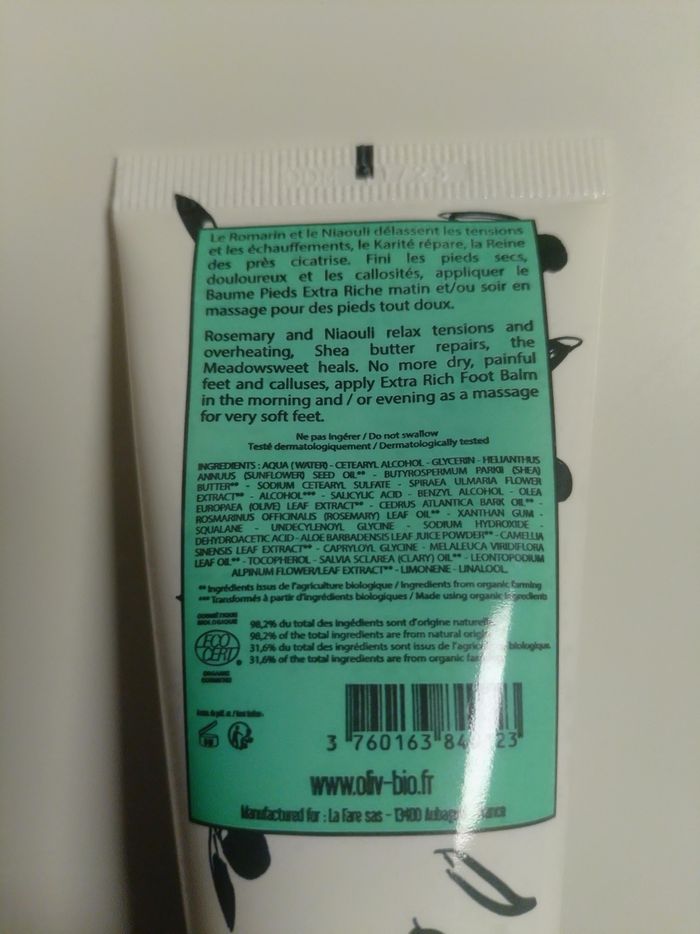 Baume pieds extra riche 50ml neuf Oliv - photo numéro 3