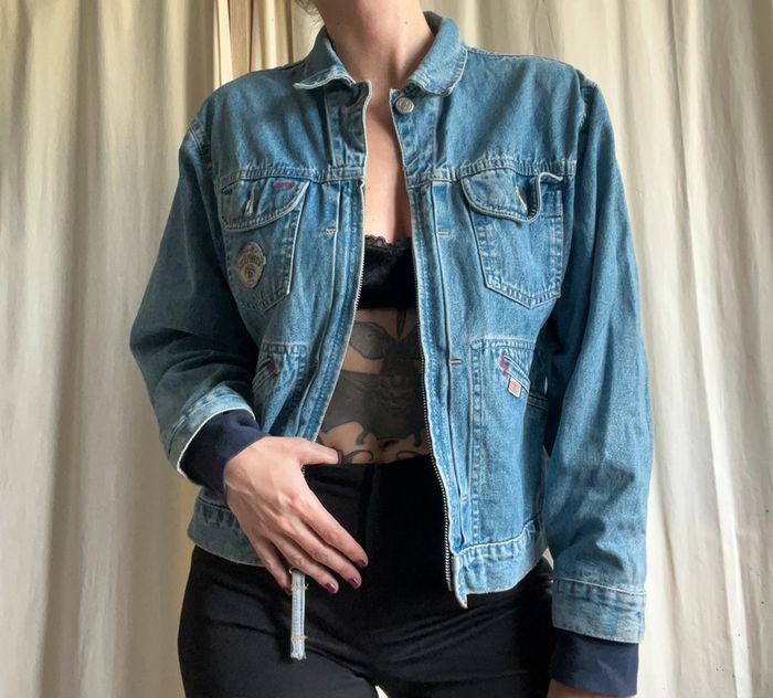 Veste jeans denim courte 90s grunge back to school y2k annees 2000 - Taille S - photo numéro 6