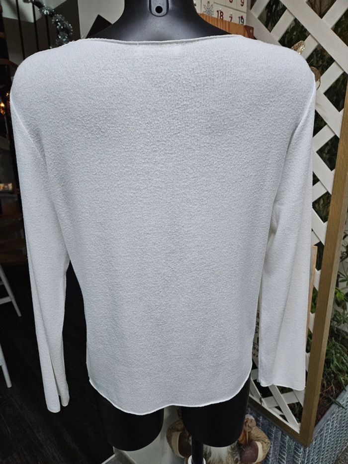 Zara pull blanc à perles taille L - photo numéro 4