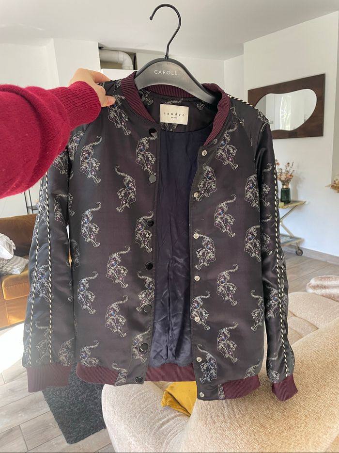 Veste Sandro effet satinée et brodée - photo numéro 4