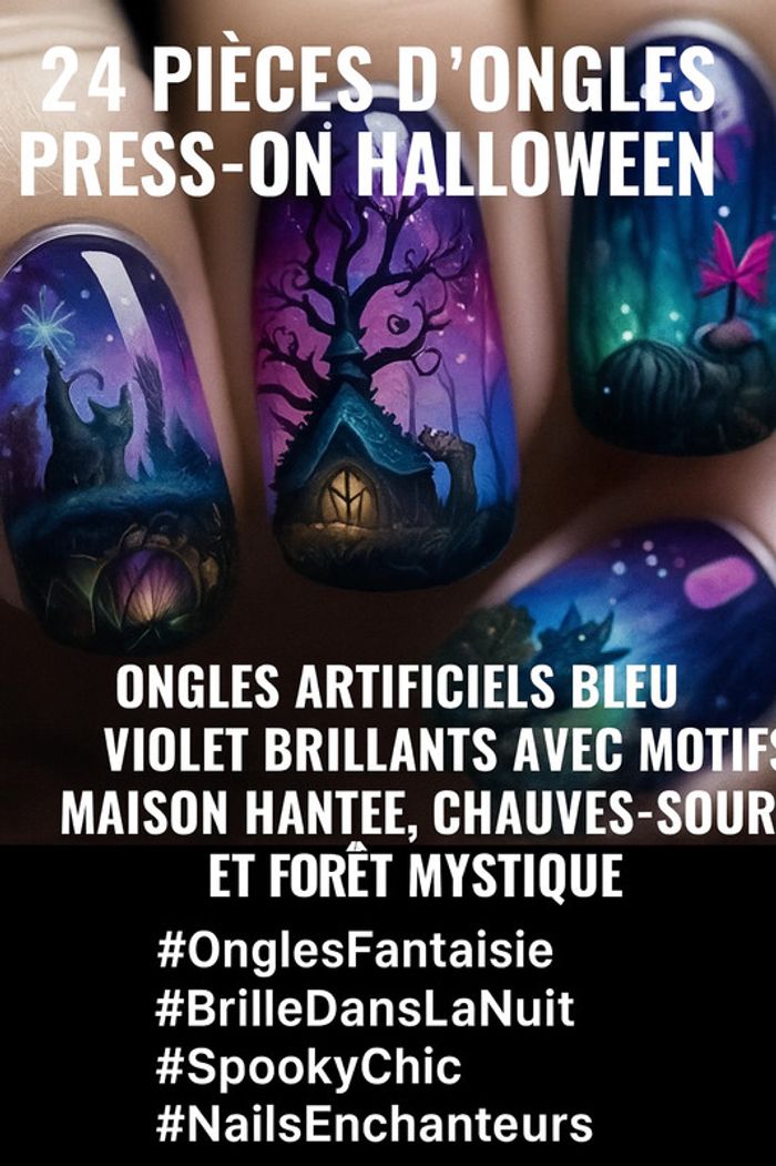 🦇 Faux ongles Halloween Magie & Mystère – 24 pièces pour un look féerique et envoûtant 💜🌲 - photo numéro 2