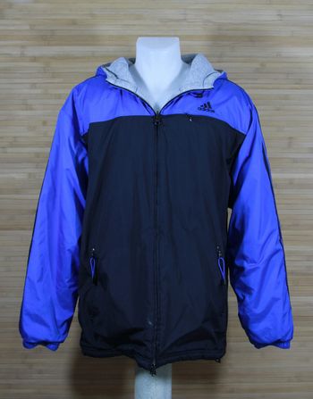 Veste doudoune vintage réversible Adidas homme noir et bleu marine ou grise et bleu