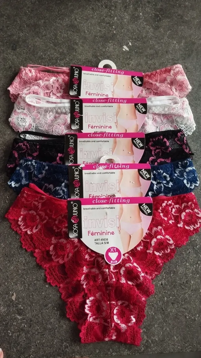 Lot de 5 culottes dentelle femme divers coloris taille 34/36