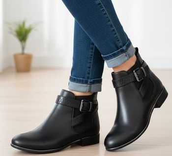 Bottines noires élégantes à boucles – Pointure 36