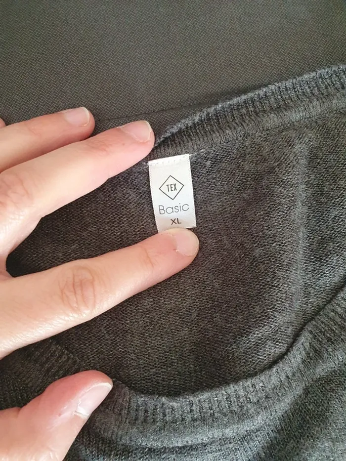 Pull col rond gris Tex - photo numéro 2