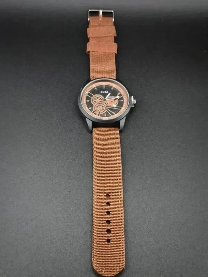 Montre marron style mécanique, bracelets - photo numéro 4