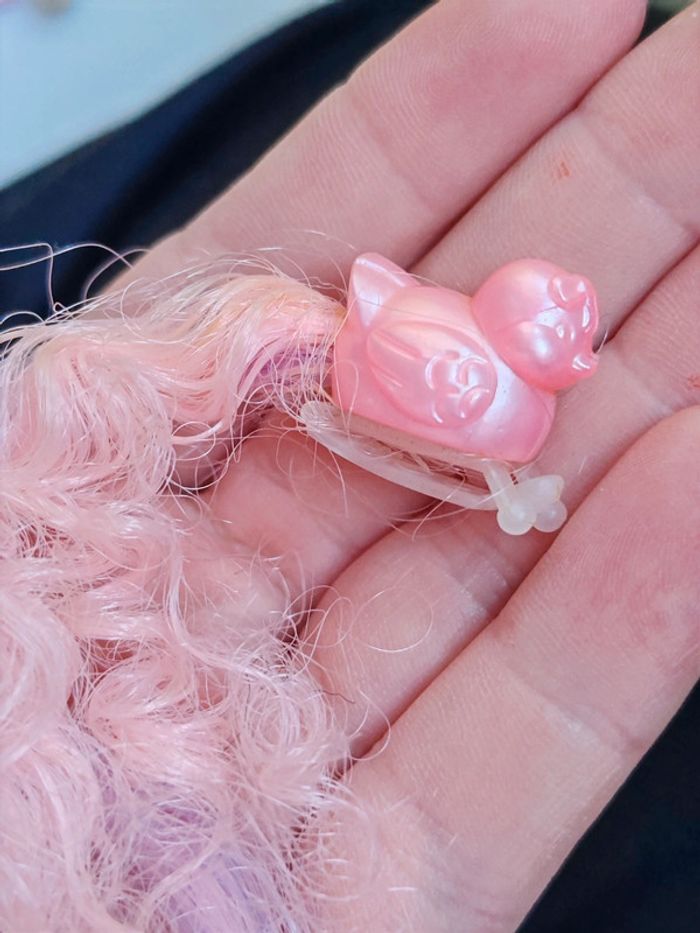 Pince barrette pour poupée boucleline vintage - rose - photo numéro 2