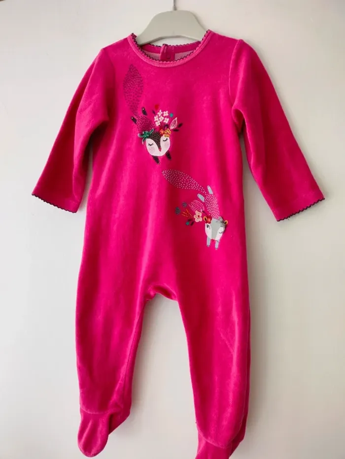 (a) Pyjama velours rose Catimini 12mois - photo numéro 2