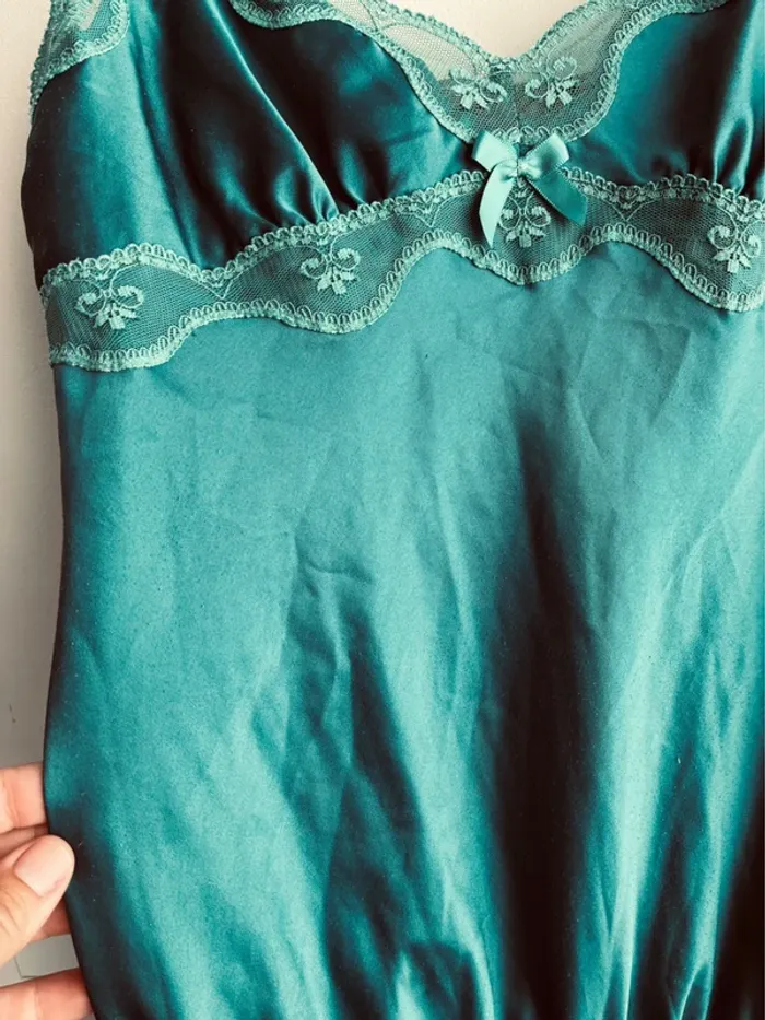 Pyjama combishort soie vert - photo numéro 5