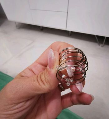 Bague à anneaux avec perles roses femme ou fille