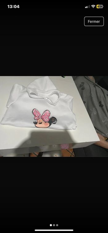 Sweet à capuche  blanc et rose enfants taille 150