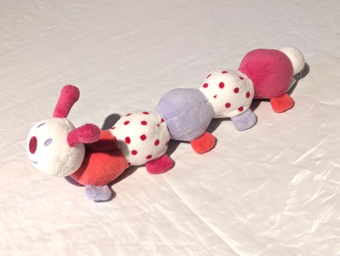 Petit Mille Pattes Blanc Boules Pattes Multicolores Hochet Animal Faune Peluche Petits Enfants Bébés - photo numéro 2