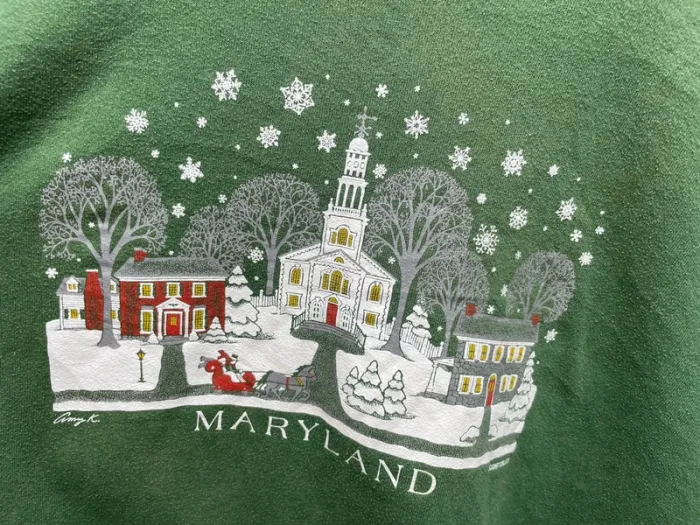 Crewneck green Winter Snowy Maryland vintage 90s Lee Mens XL Made in USA 🇺🇸 - photo numéro 3