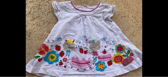 Tunique blanche imprimée oursons multicolore I love cakes