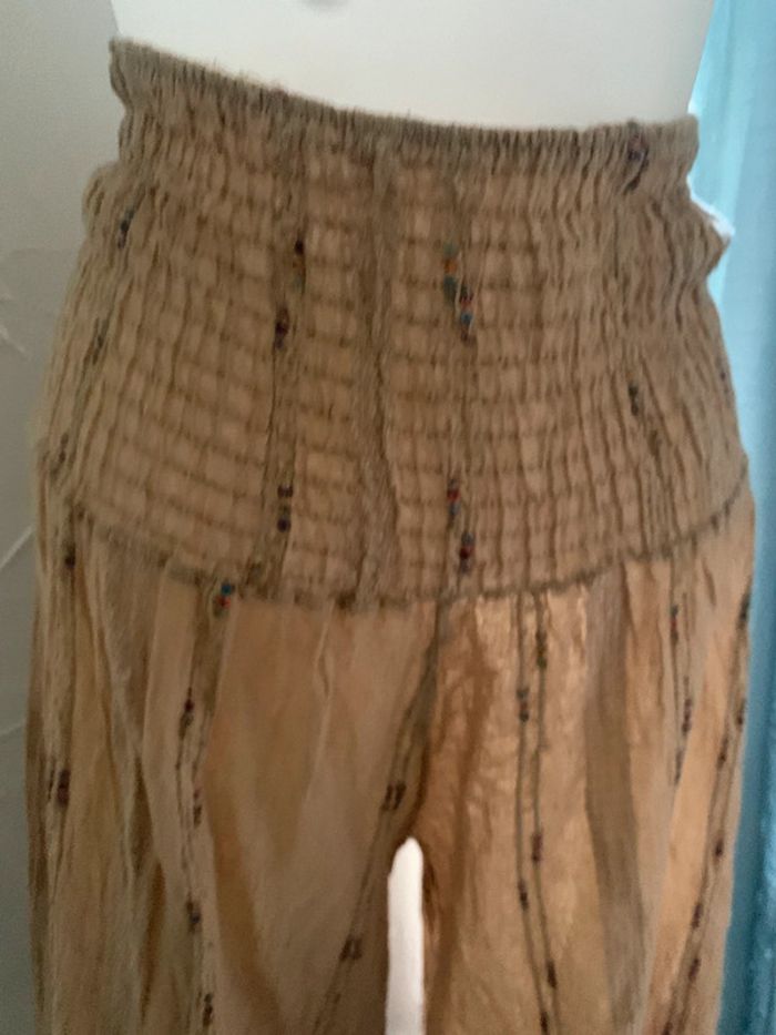 Pantacourt jambes larges beige Ineo taille 36-38 - photo numéro 2