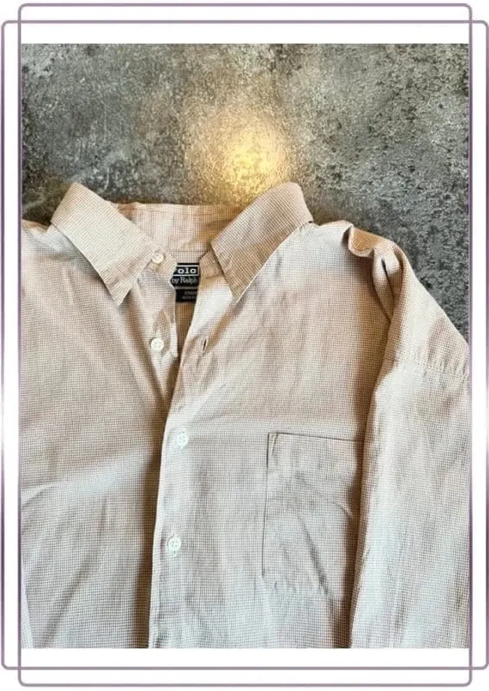 Chemise moutarde/blanc Ralph Lauren coton XXL - Men shirt - Herrenhemd - Camicia uomo - photo numéro 2