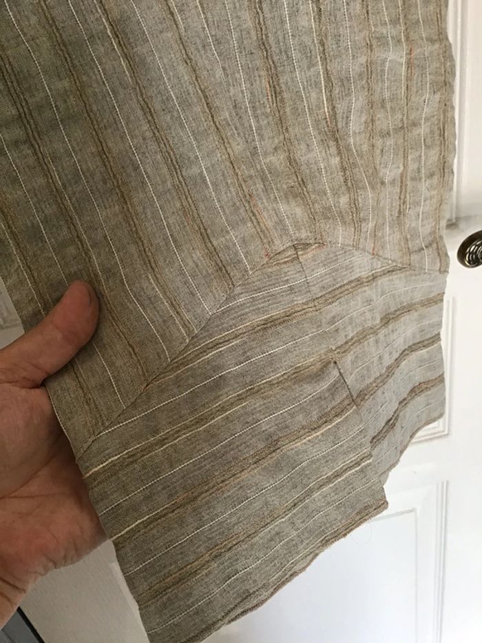 Pantacourt taille 42 beige fine rayure marque Q’neel taille élastique (0623 - photo numéro 2