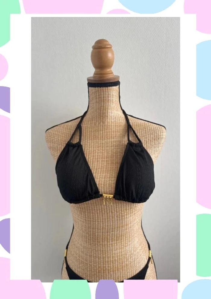 Bikini noir et doré Shein – Taille L – Neuf avec étiquette - photo numéro 3