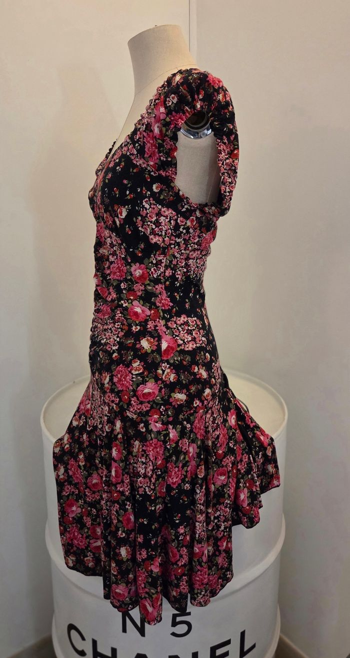 Robe Patrice Bréal Made in France 🌸 – fleurie noire et rose – coupe fluide – excellent état - photo numéro 6