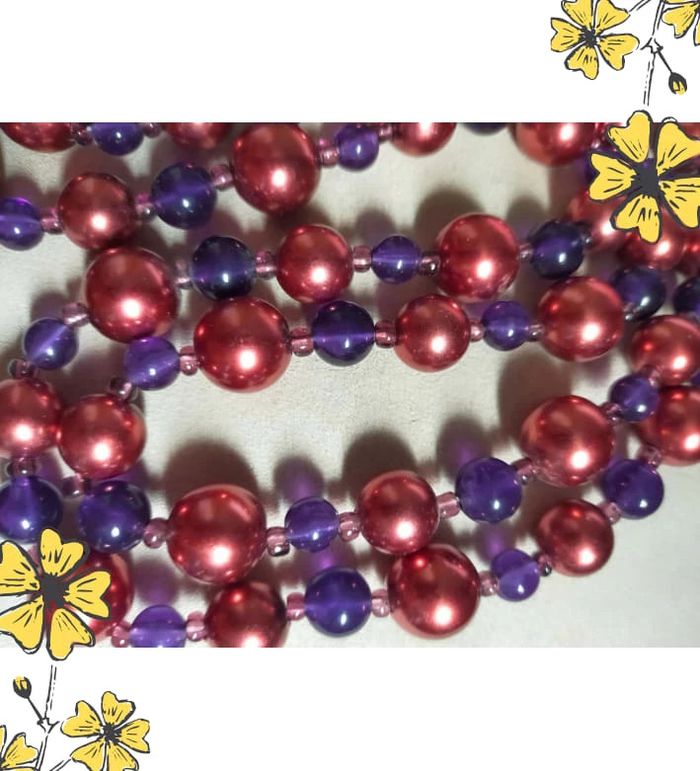 Collier bordeaux & violet double rang – Perles fantaisie – Élégance colorée - photo numéro 4