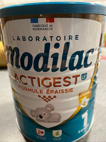 Lait infantile Modilac Actigest 1 – Formule épaissie – Boîte neuve 800g + 1 boîte ouverte