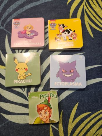 Lot 5 mini livres enfant pokemon pat patrouille peter pan