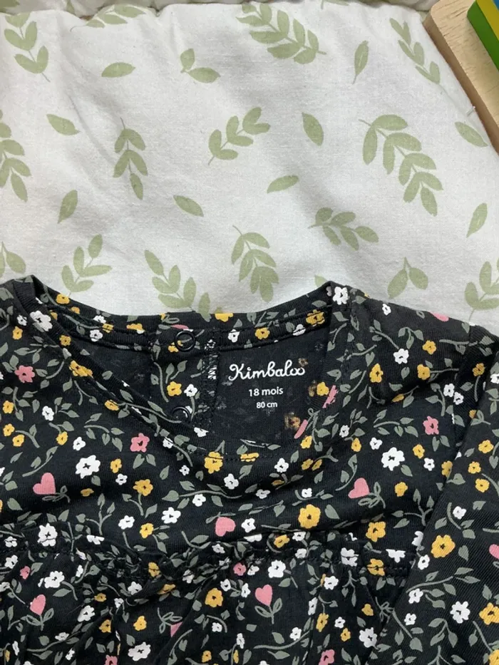 teeshirt manches longues fleuri gris foncé kimbaloo 18 mois - photo numéro 4