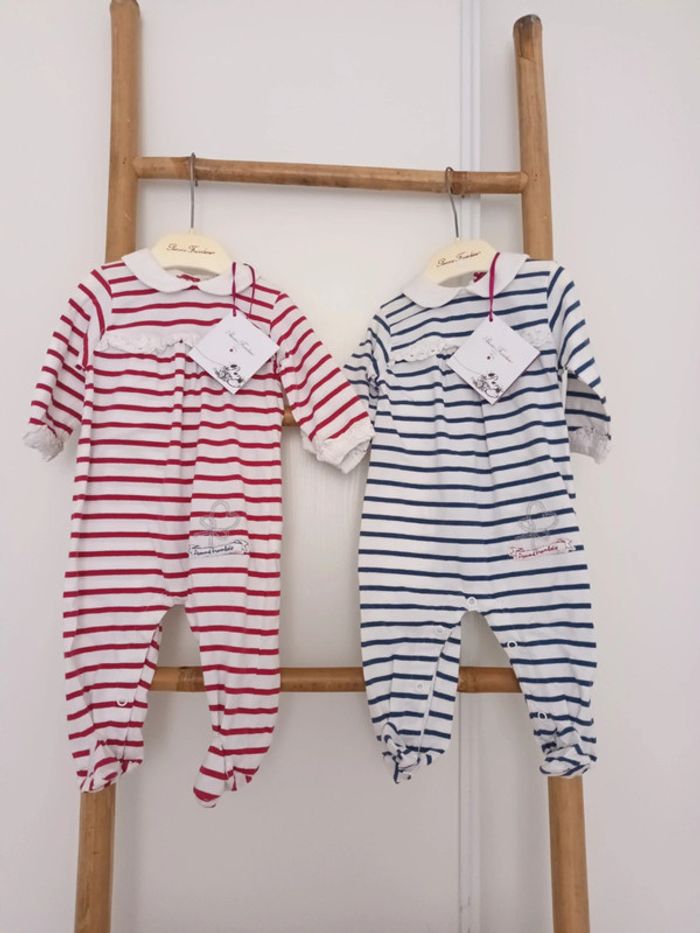 Lot de 2 grenouillères de marque Pomme Framboise taille 6 mois neuves avec étiquettes 🏷