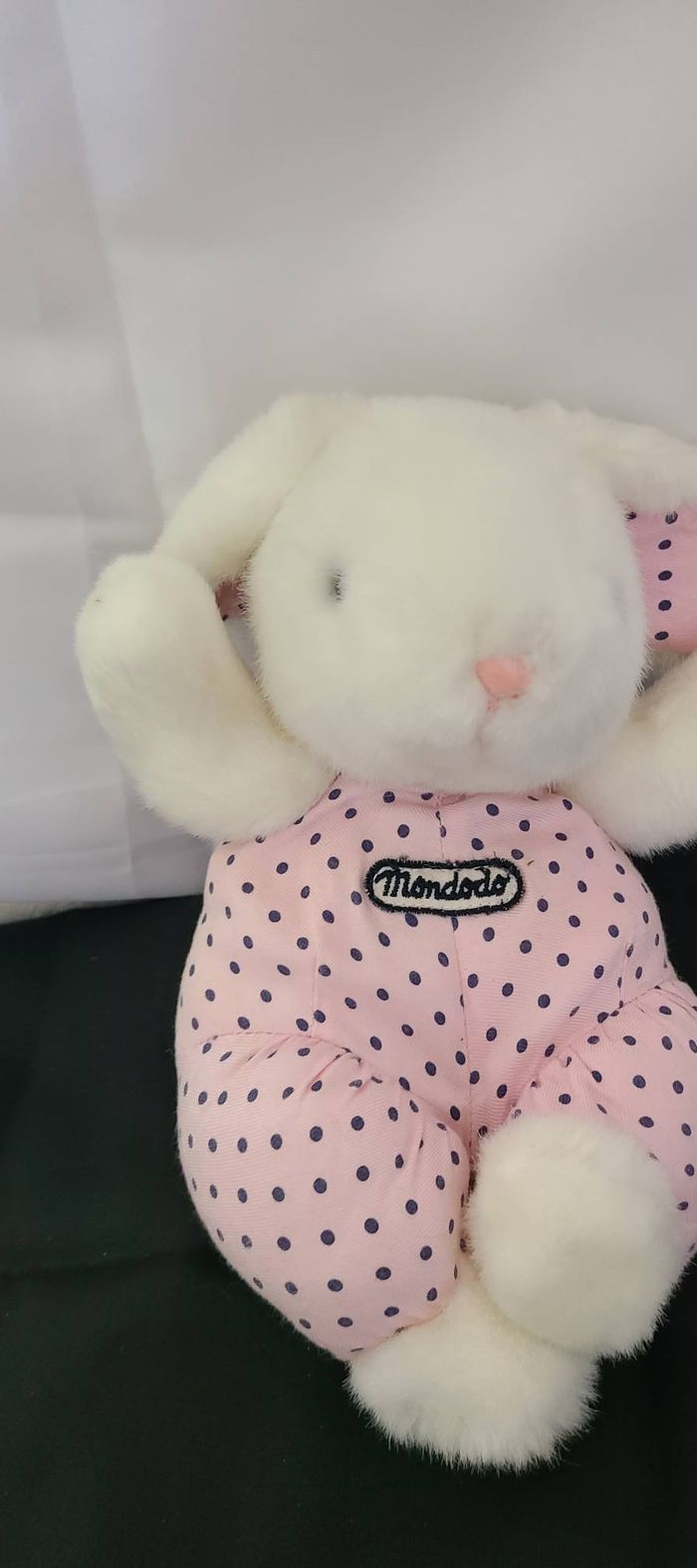 peluche lapin corps rose pois noir mondodo - photo numéro 4