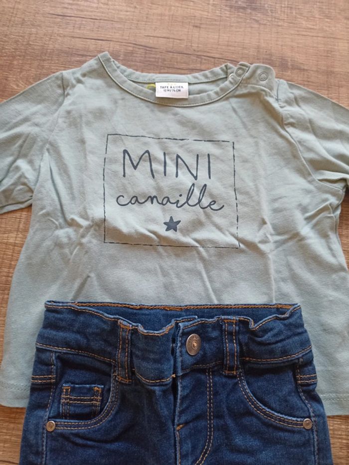 Ensemble pantalon t-shirt manches longues 12 mois - photo numéro 2