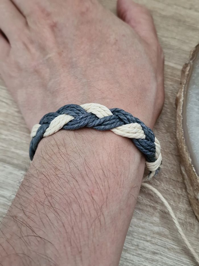 Bracelet Tressé Gris Beige - photo numéro 4