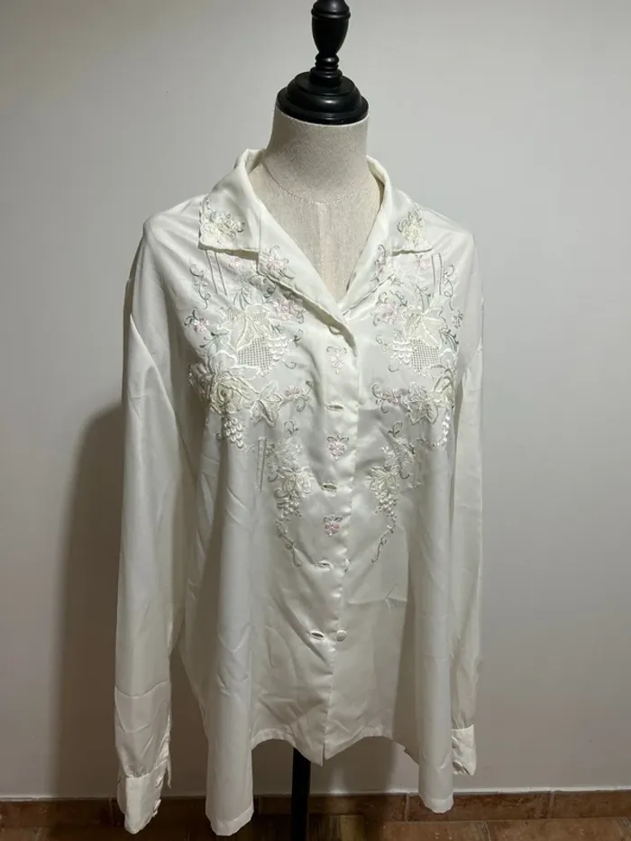 Chemise brodée vintage rose brand