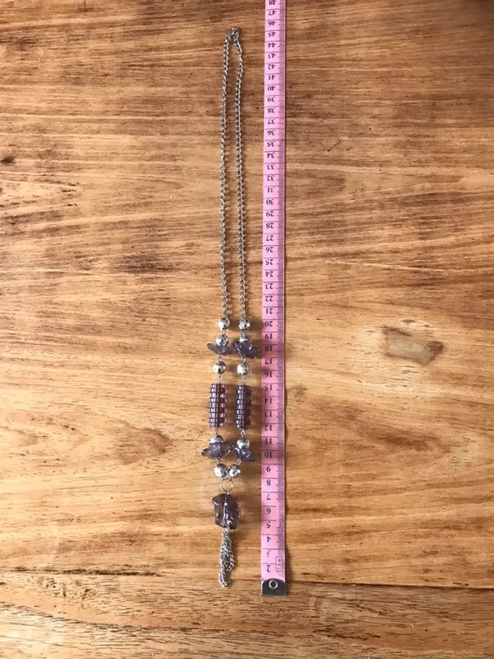 Collier argenté et mauve - photo numéro 3