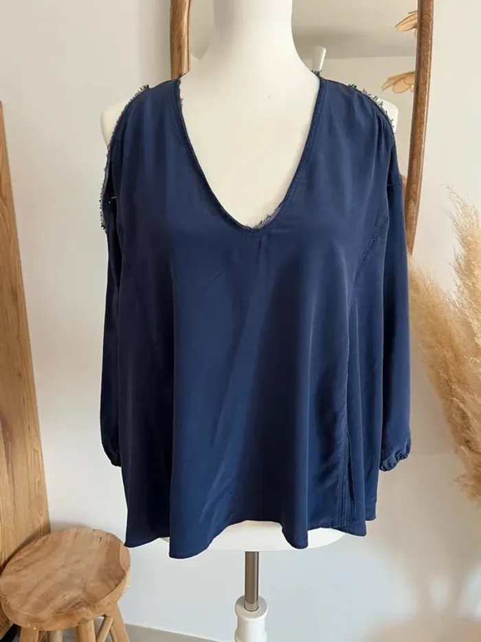 Blouse en soie bleu marine ChelseaFlower - photo numéro 4