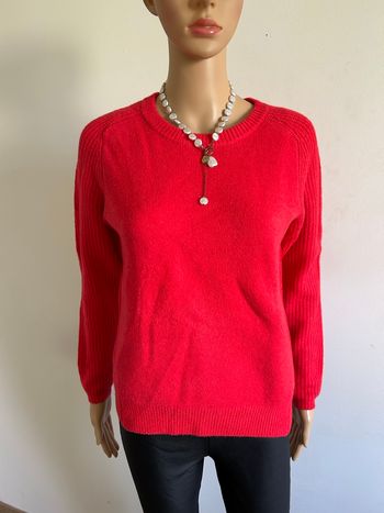Pull rouge orangé avec col rond Morgan taille S excellent état 