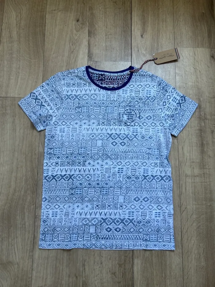 T-shirt tribal Teddy Smith blanc bleu 14ans