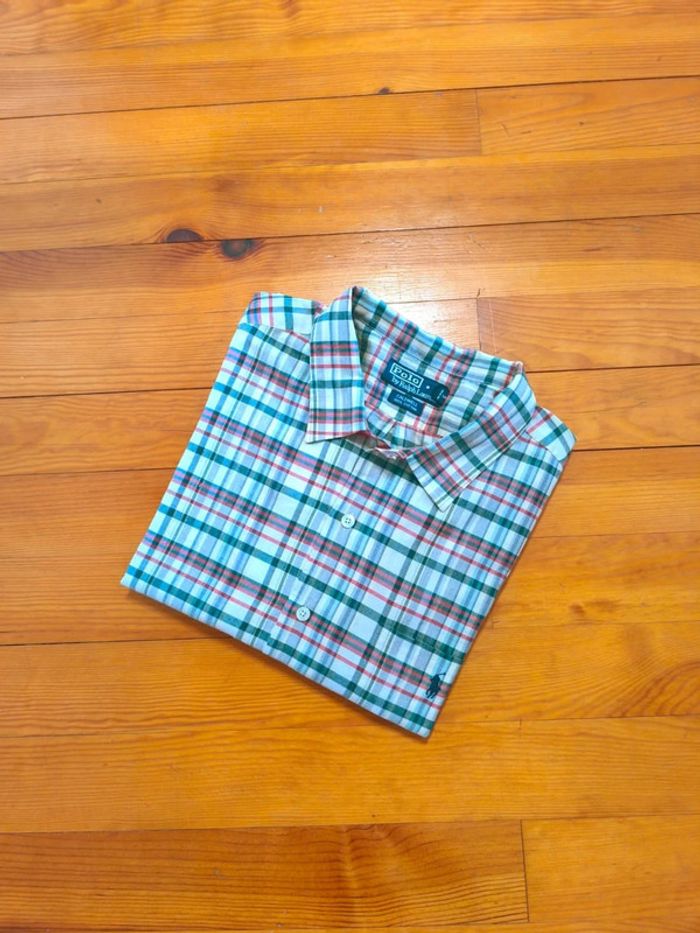 Chemisette à carreaux - Ralph Lauren - Caldwell - Logo brodé marine - Vert foncé, rouge - Taille XL