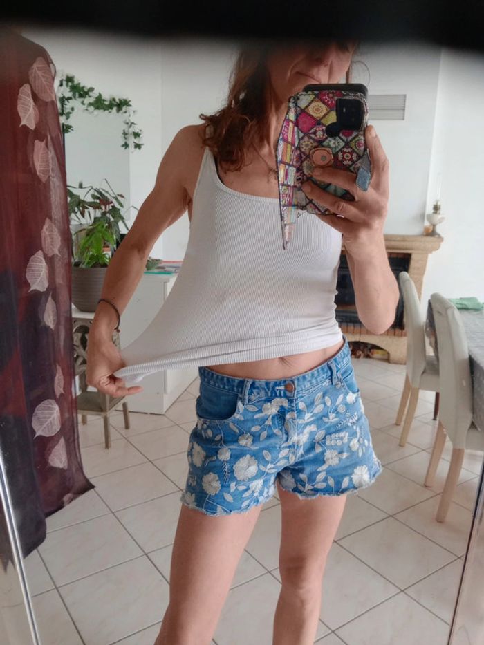 Débardeur femme XS côtelé blanc c86 - photo numéro 6