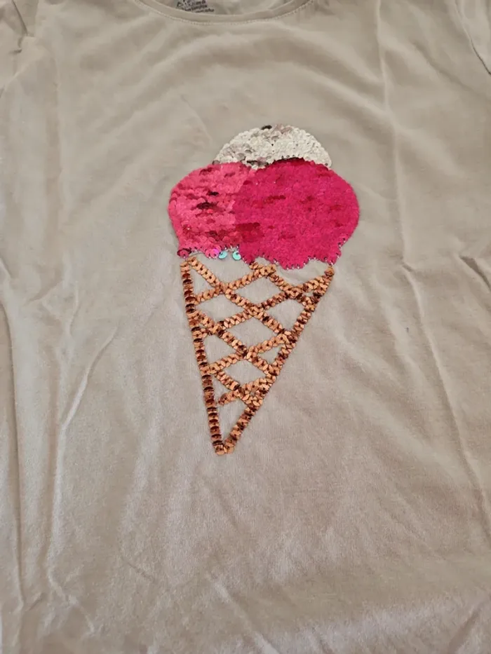 T-shirt fille kiabi 10 ans motif glace sequin réversible - photo numéro 2