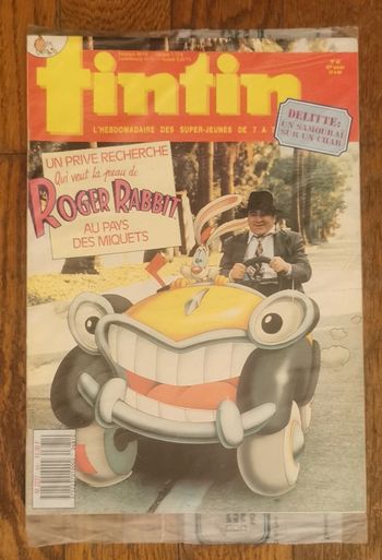 Ancien magazine tintin sous blister n°40 1988 Roger rabbit vintage