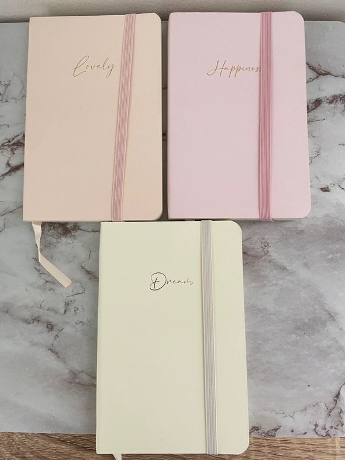 Lot de 3 carnets colorés à lignes avec inscription Neuf - photo numéro 2