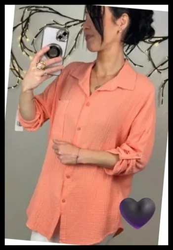 Chemise blouse femme saumon corail TU 38/40
