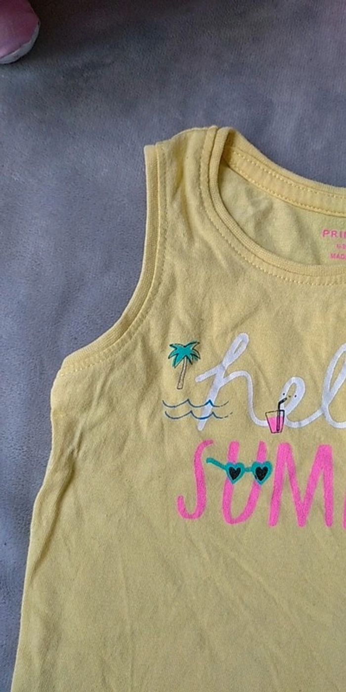 Tee shirt sans manche Fille 6/9 mois "Hello summer" ananas Primark 100% coton - photo numéro 4