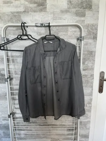 Chemise effet jeans grise