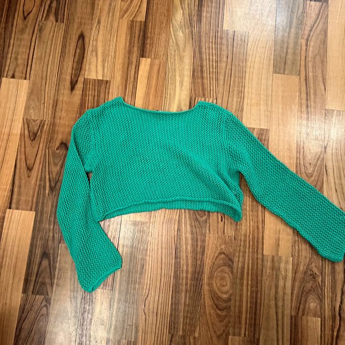Pull crop top vert émeraude Jennyfer